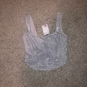 H&M sparkly silver corset tank top